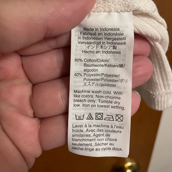 #92-MADEWELL-Women's White Knit Pointelle Peasant Top Stretch Square Neckline - Picture 3 of 3